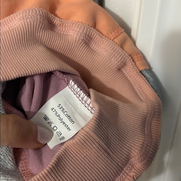 ✨ DOUBLE TAKE ✨ Baggy Fit Colorblock Zip Up Hoodie Peach Gray Pink Size Medium - Picture 6 of 14